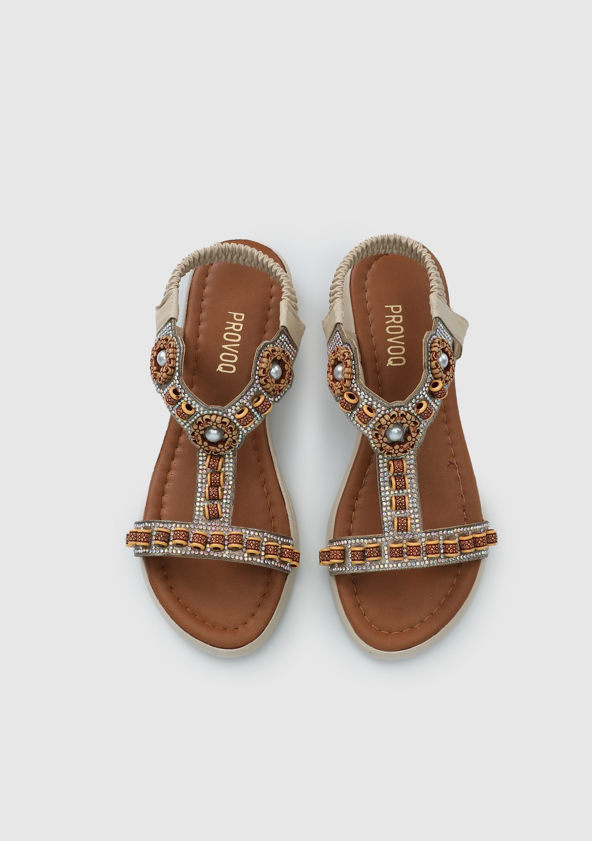 Bej Kadın Düz Sandalet