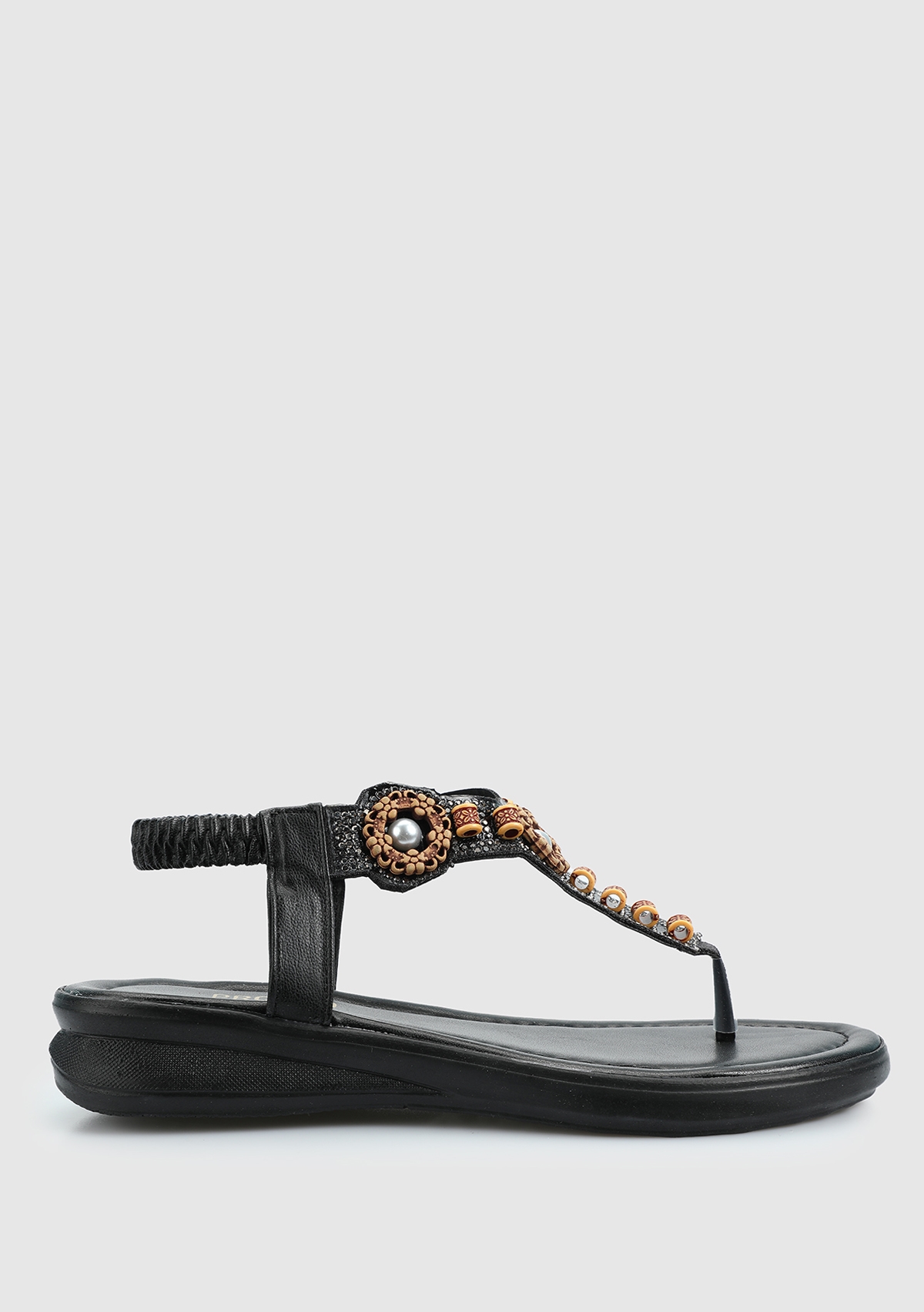 Siyah Kadın Düz Sandalet