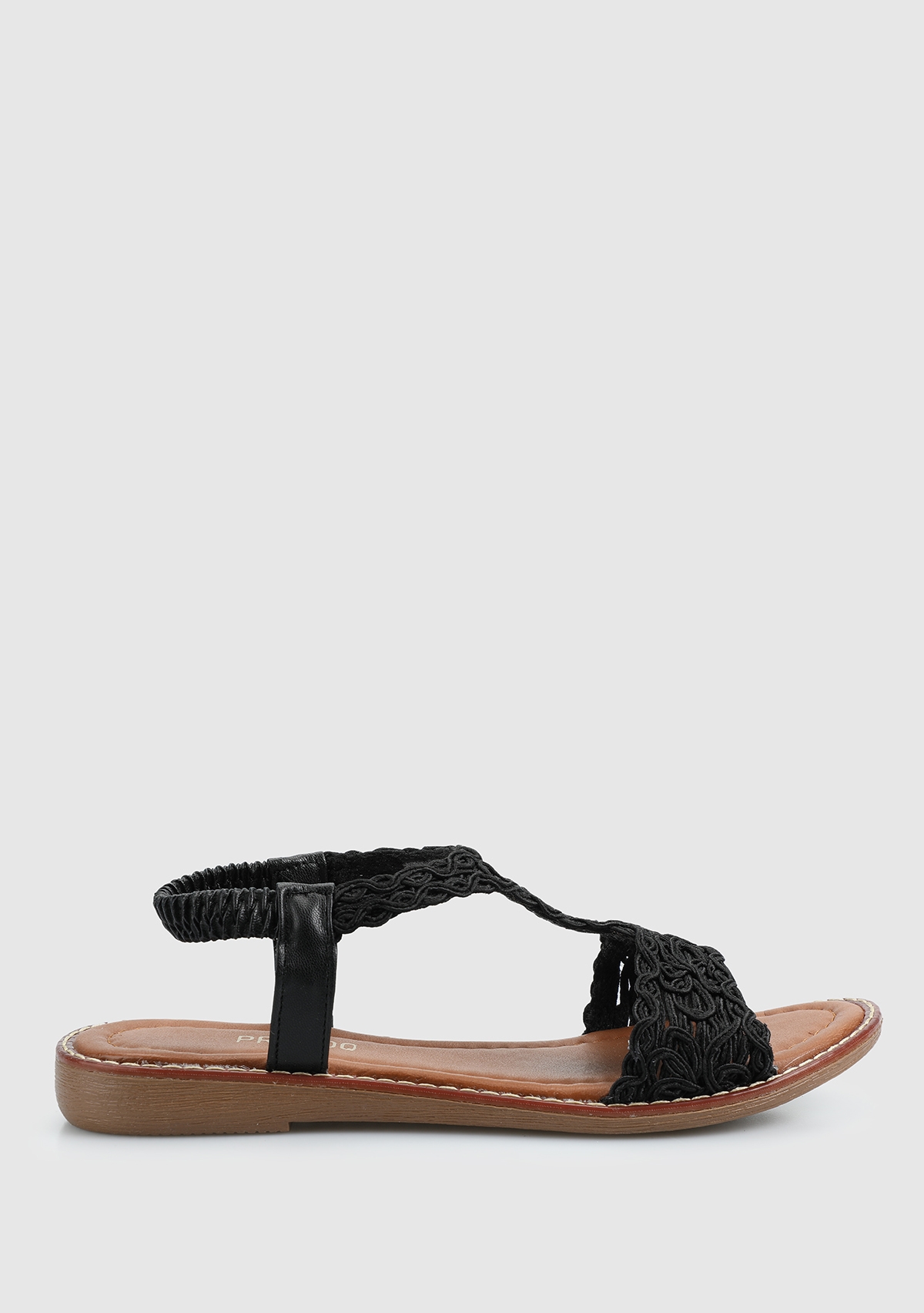 Siyah Kadın Düz Sandalet