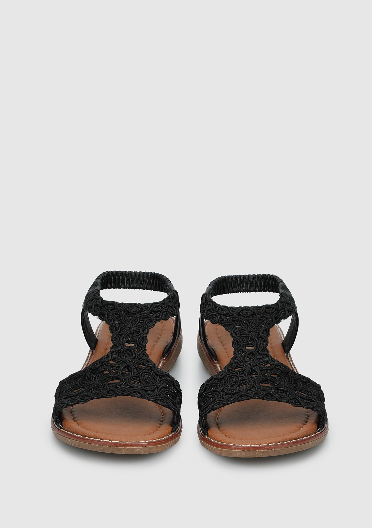 Siyah Kadın Düz Sandalet