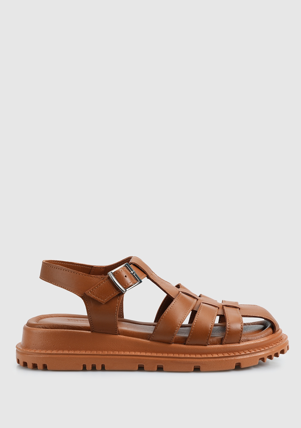 Taba Deri Kadın Düz Sandalet