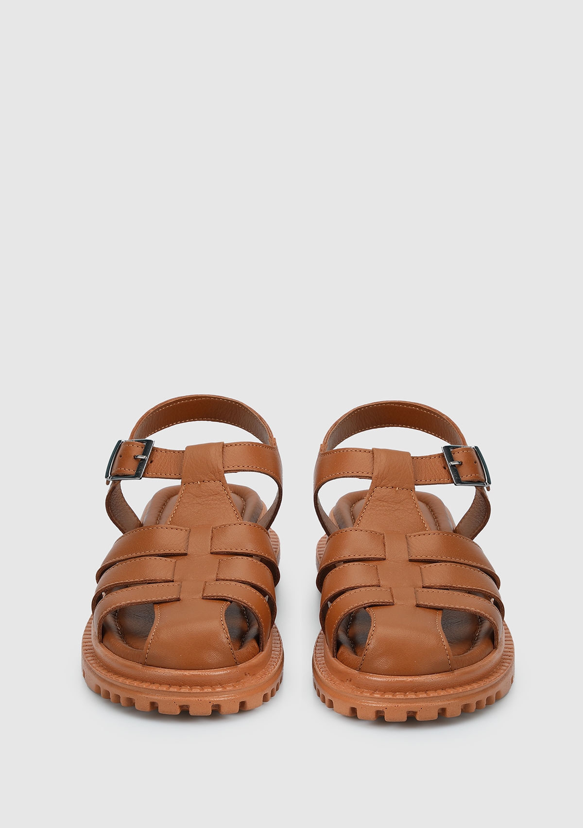 Taba Deri Kadın Düz Sandalet