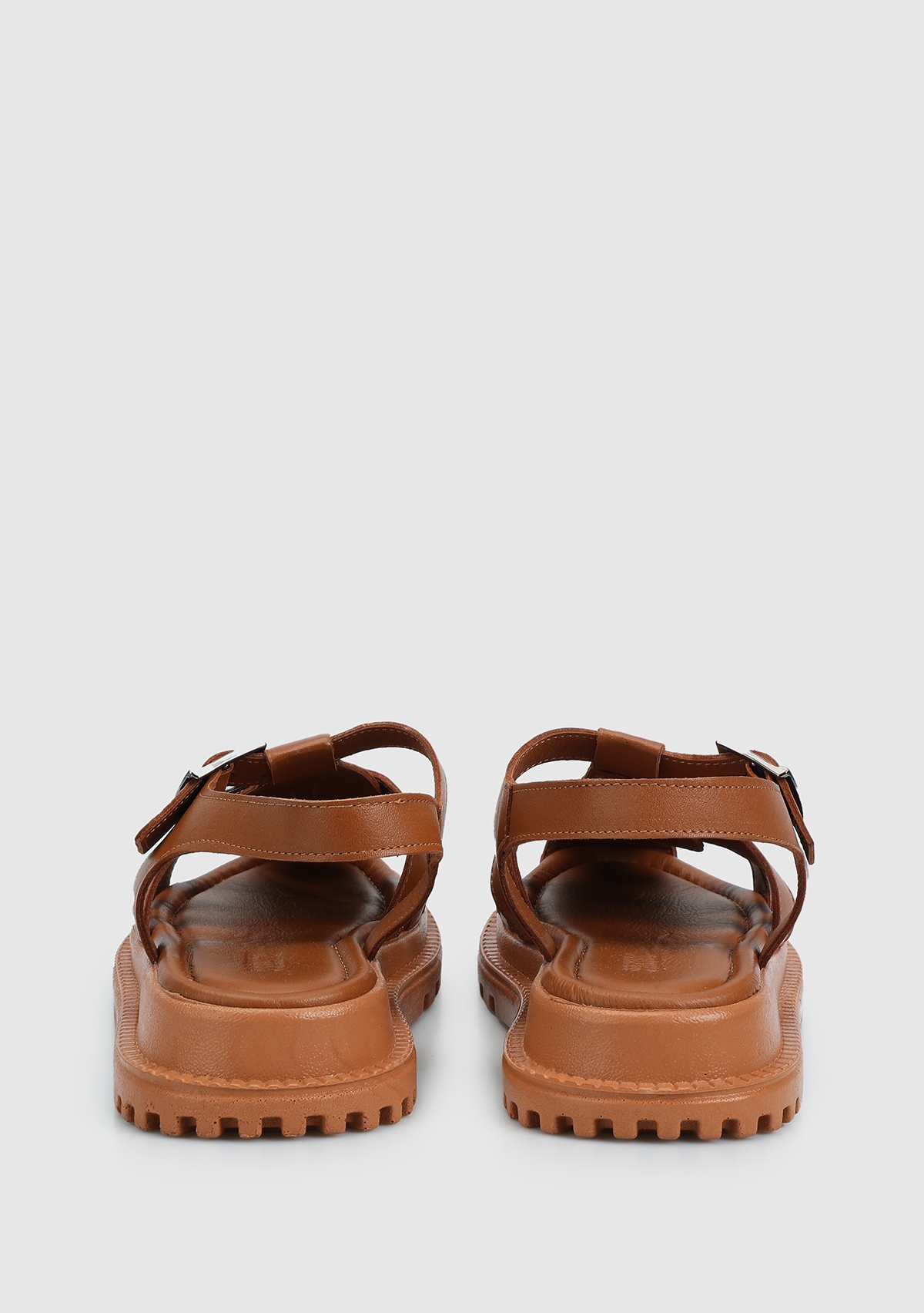 Taba Deri Kadın Düz Sandalet