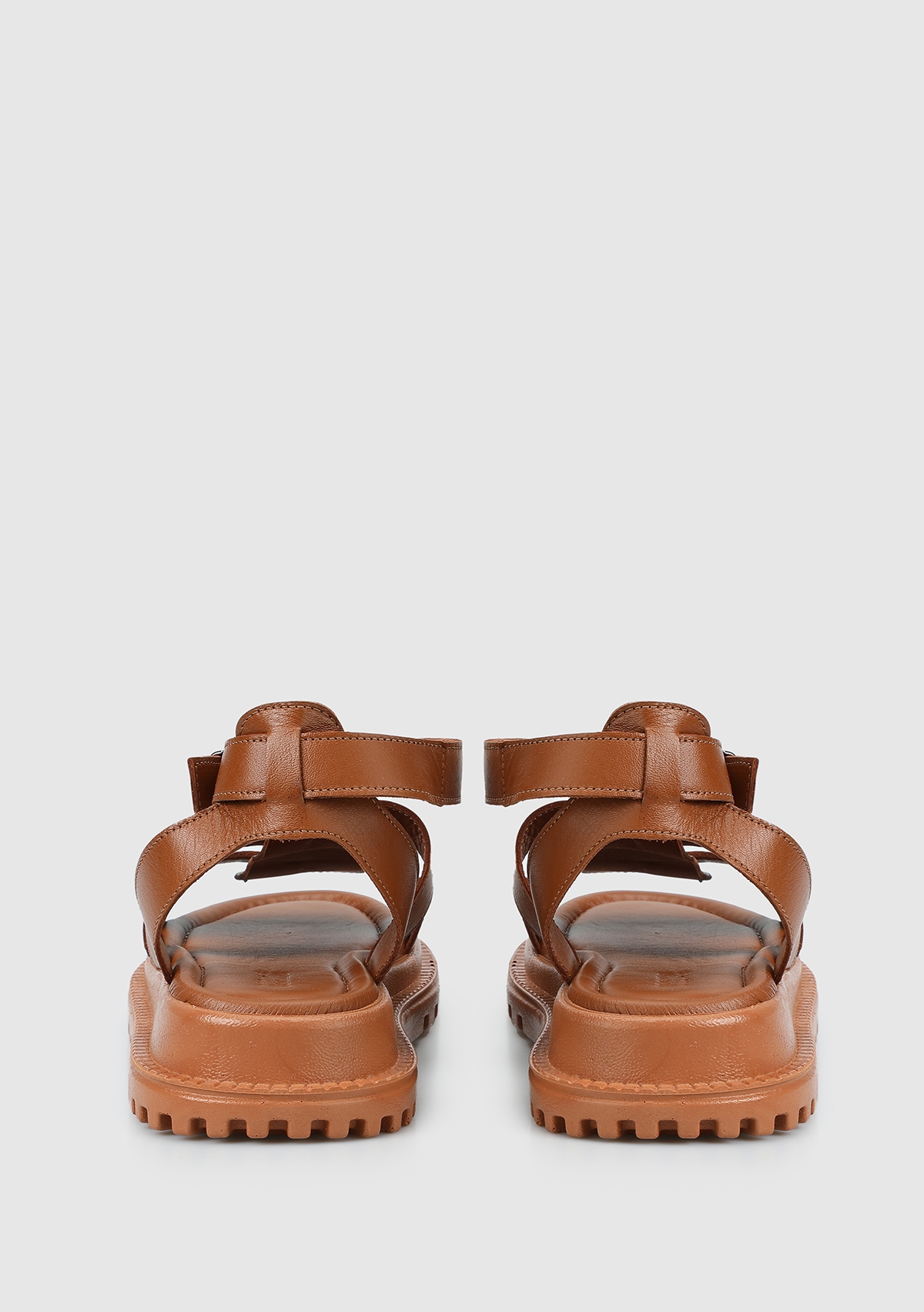 Taba Deri Kadın Düz Sandalet