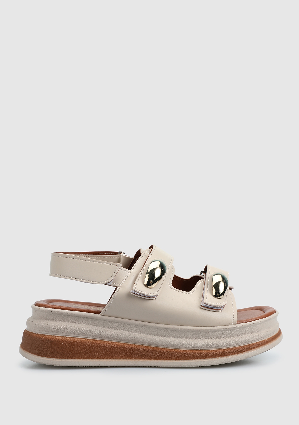 Bej Kadın Düz Sandalet