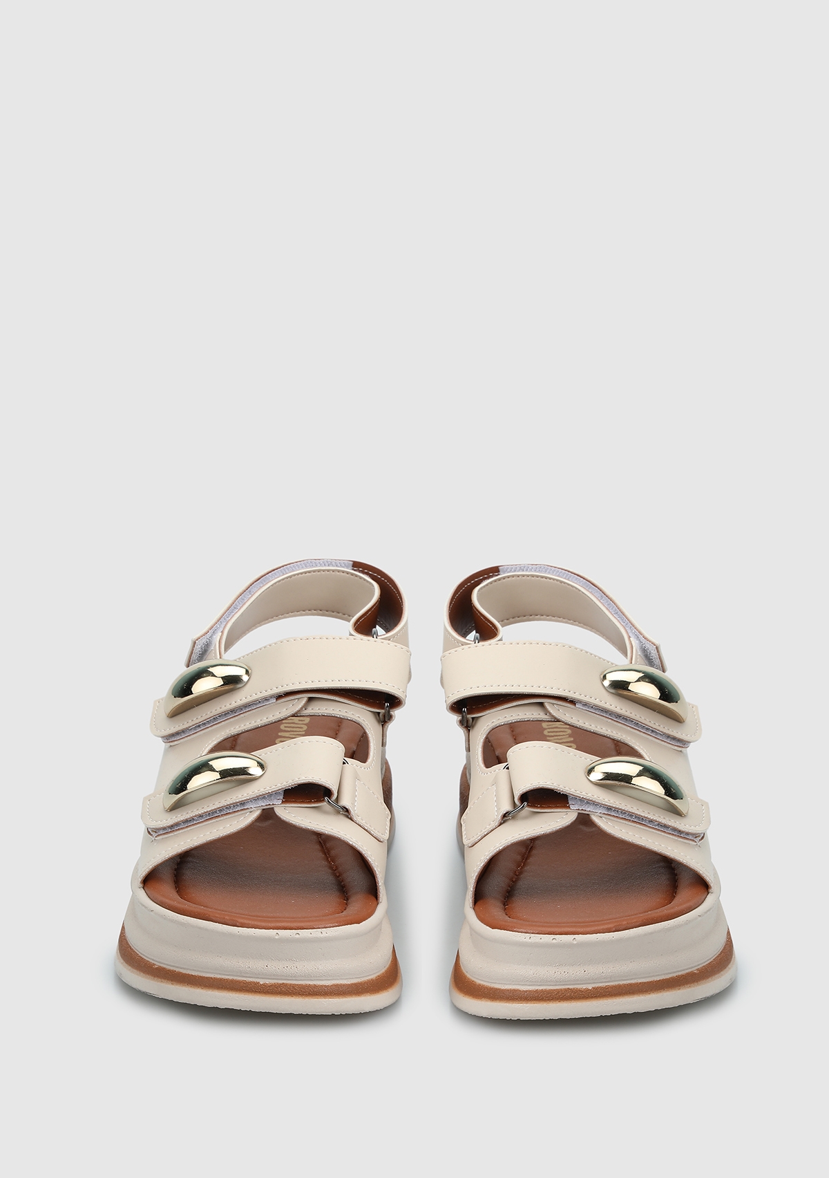 Bej Kadın Düz Sandalet