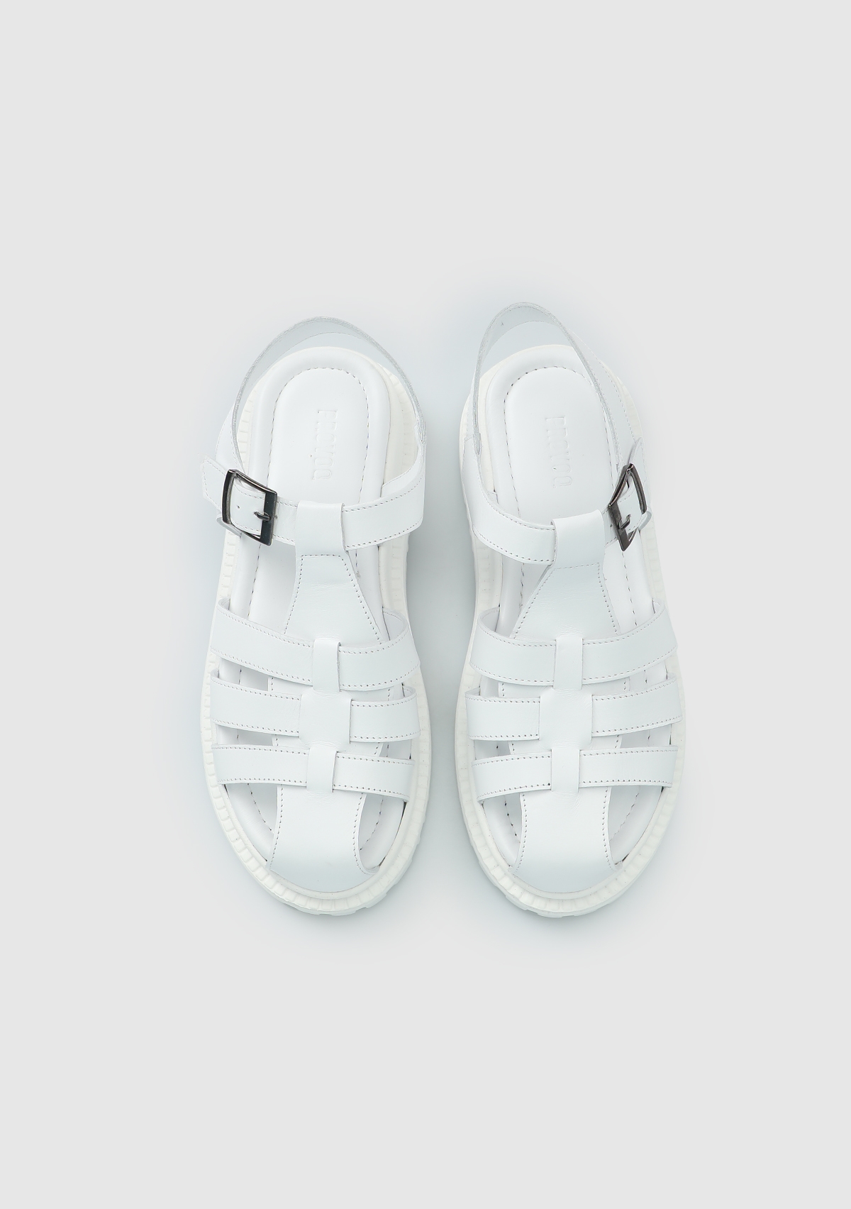 Beyaz Deri Kadın Düz Sandalet