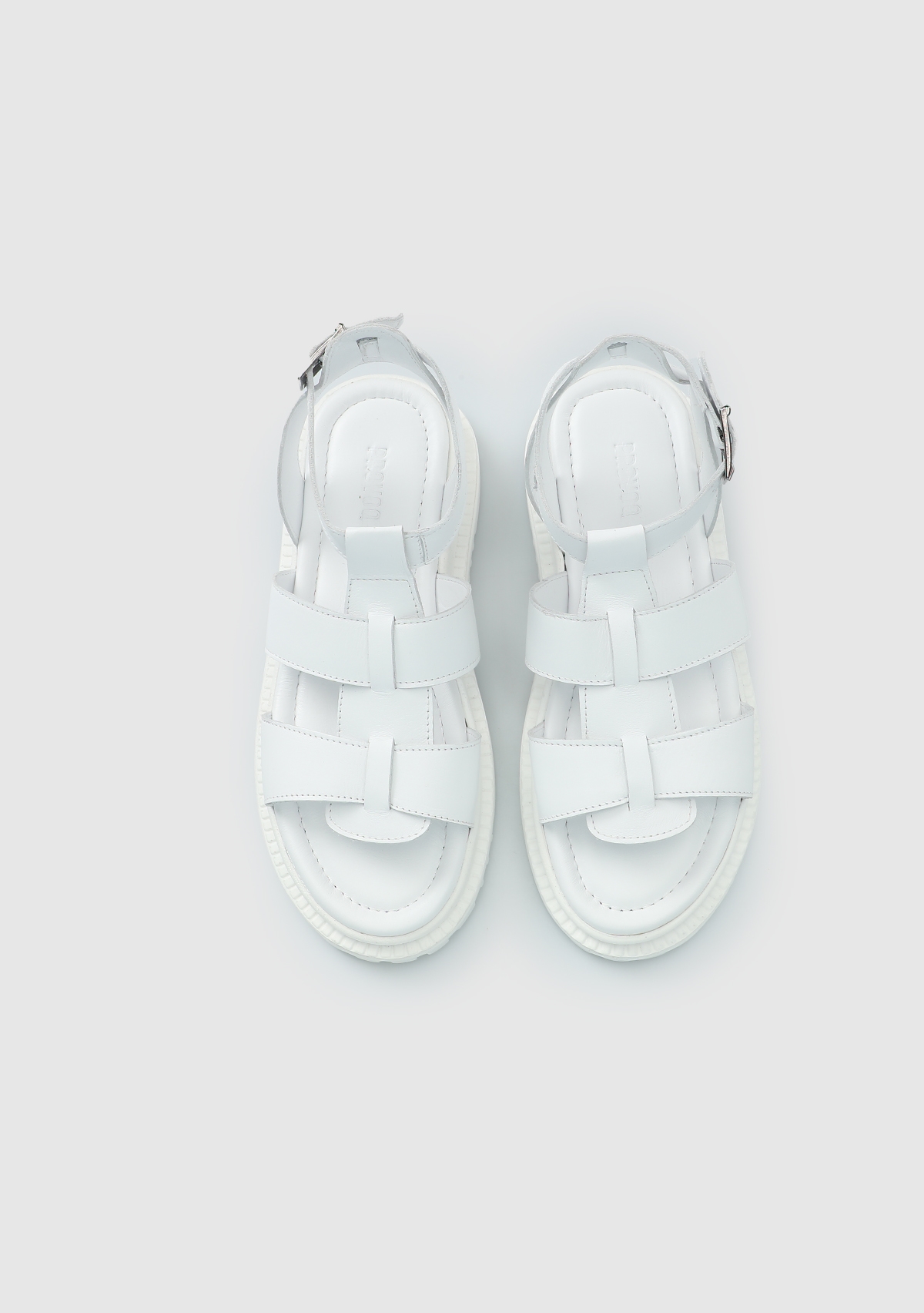 Beyaz Deri Kadın Düz Sandalet