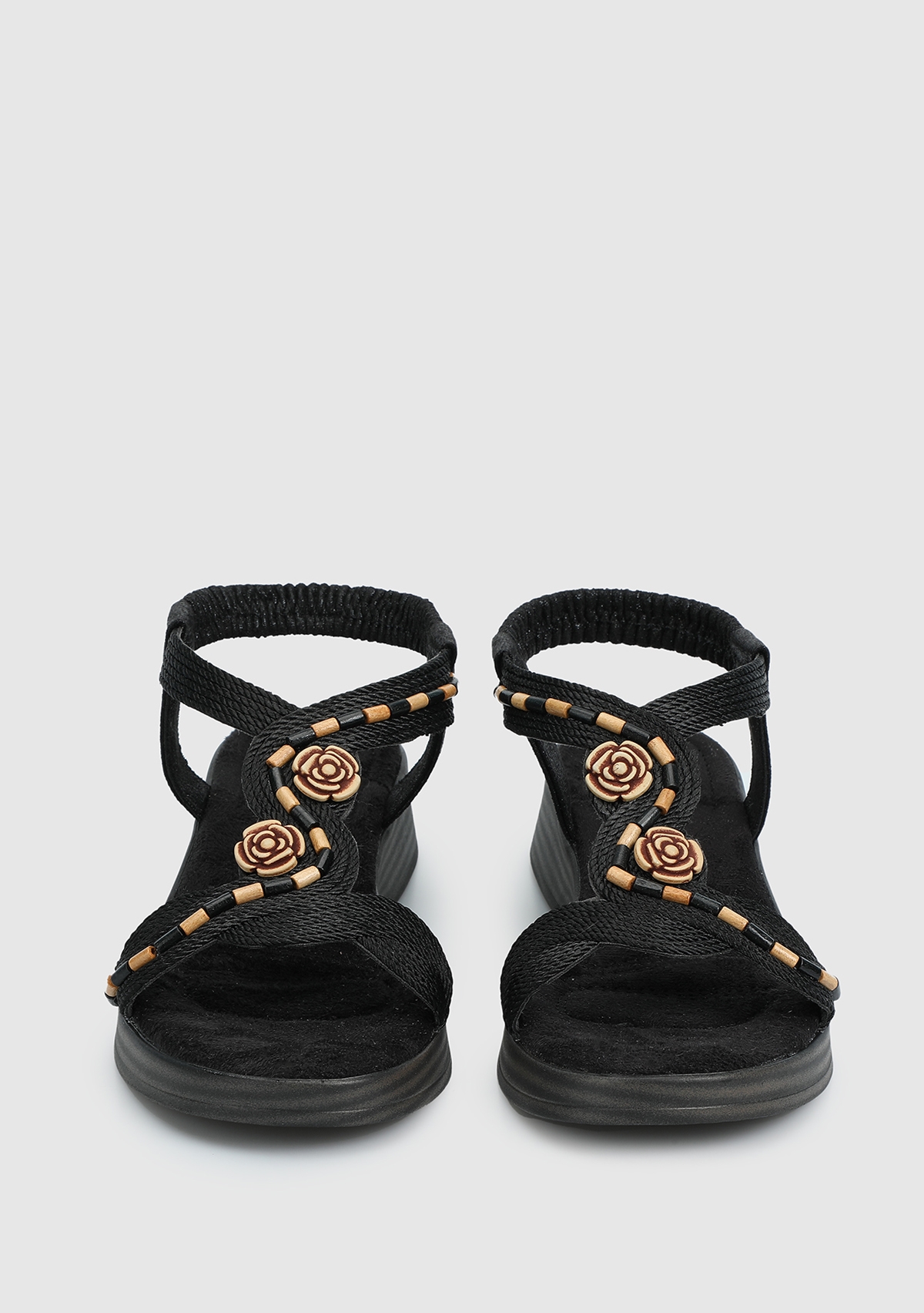 Siyah Kadın Düz Sandalet