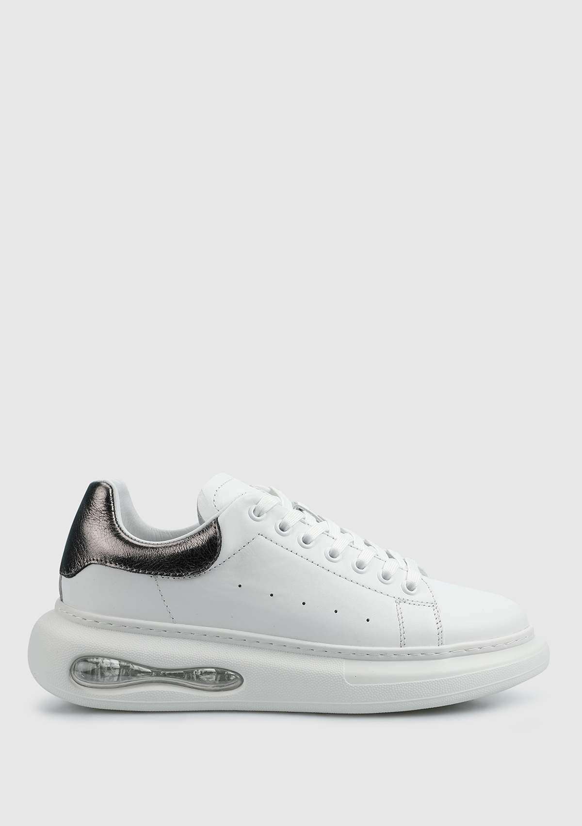 Platin Deri Kadın Sneaker