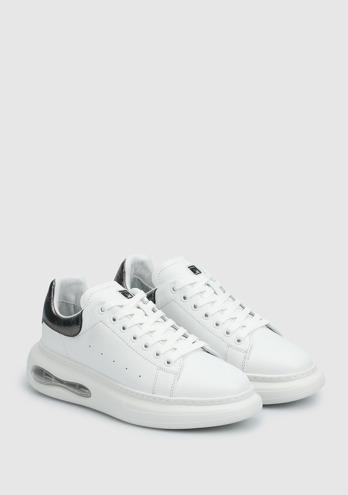 Platin Deri Kadın Sneaker