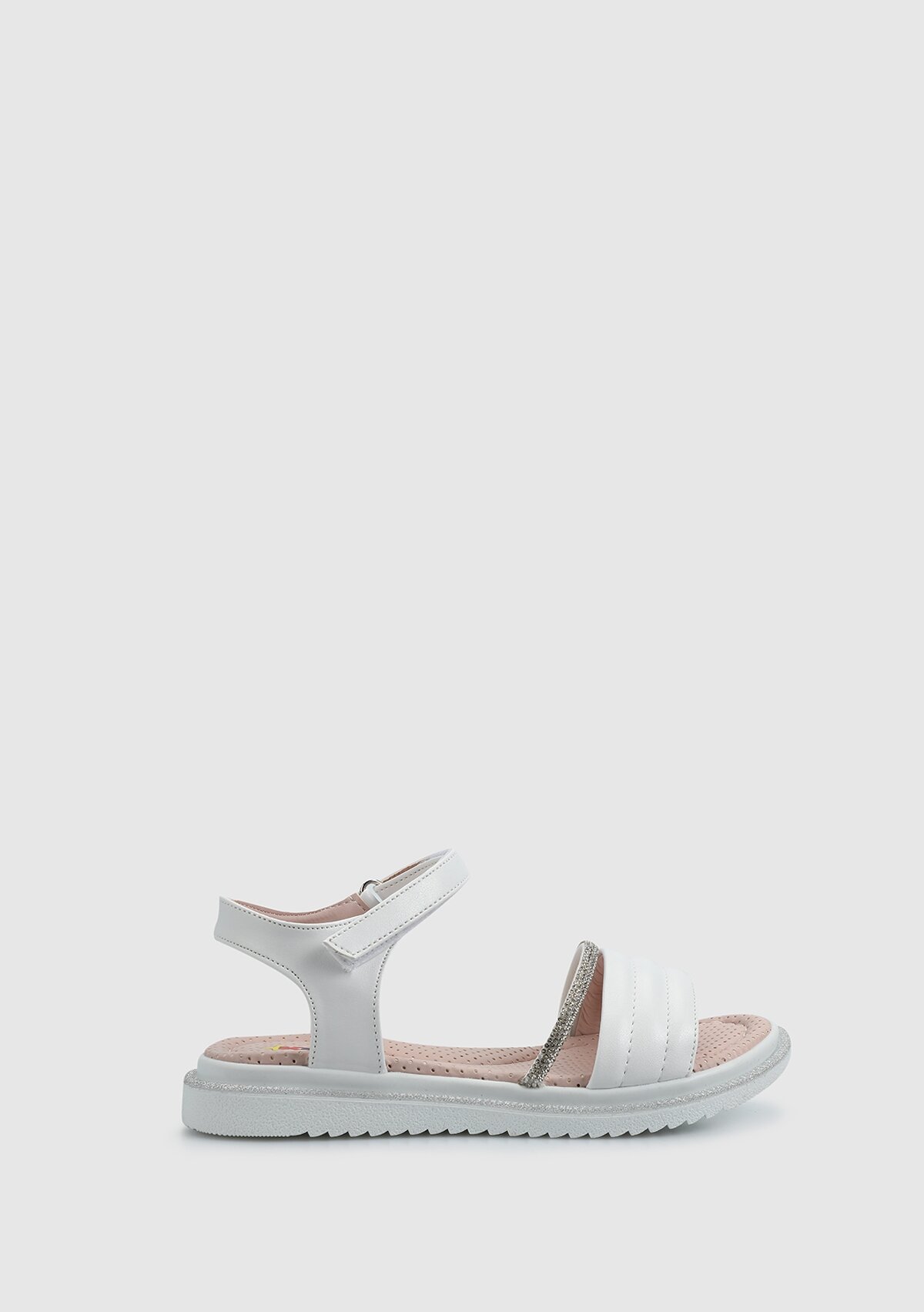 Beyaz Kız Çocuk Düz Sandalet