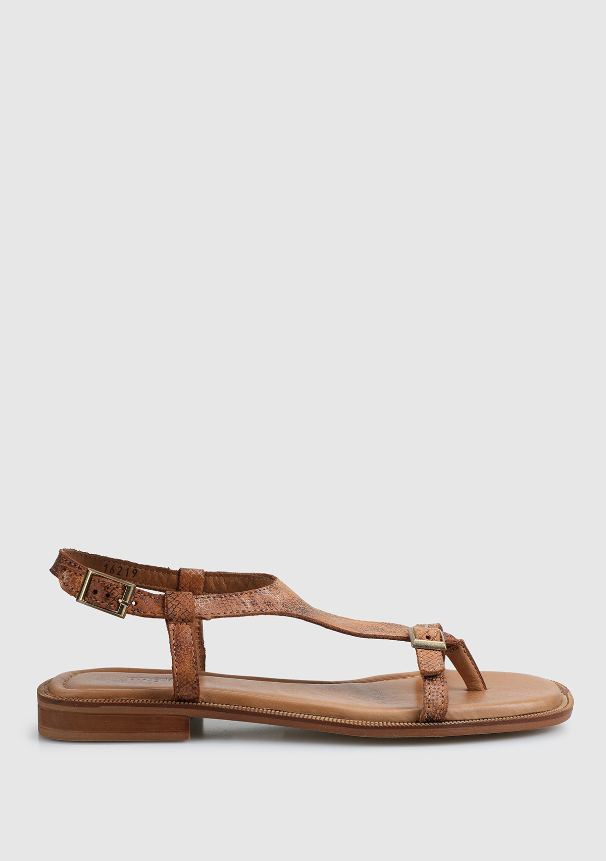 Taba Deri Kadın Düz Sandalet