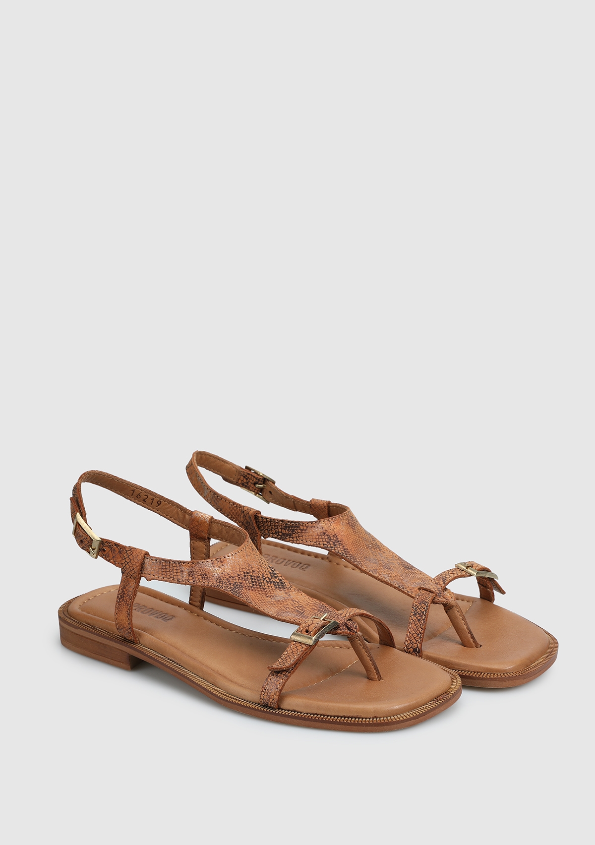 Taba Deri Kadın Düz Sandalet