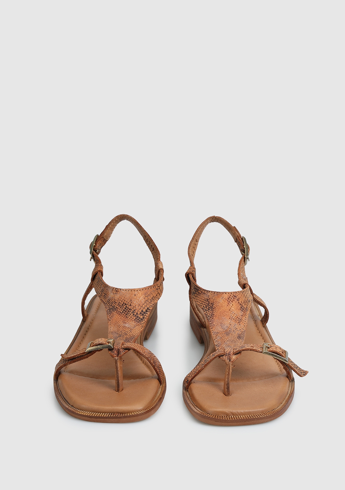 Taba Deri Kadın Düz Sandalet