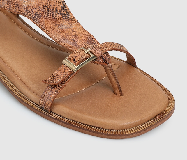 Taba Deri Kadın Düz Sandalet