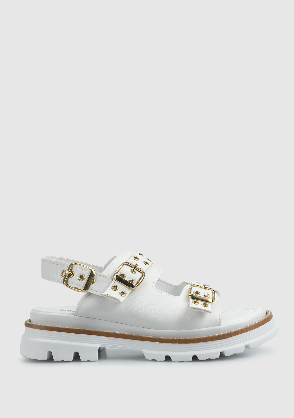 Beyaz Kadın Düz Sandalet