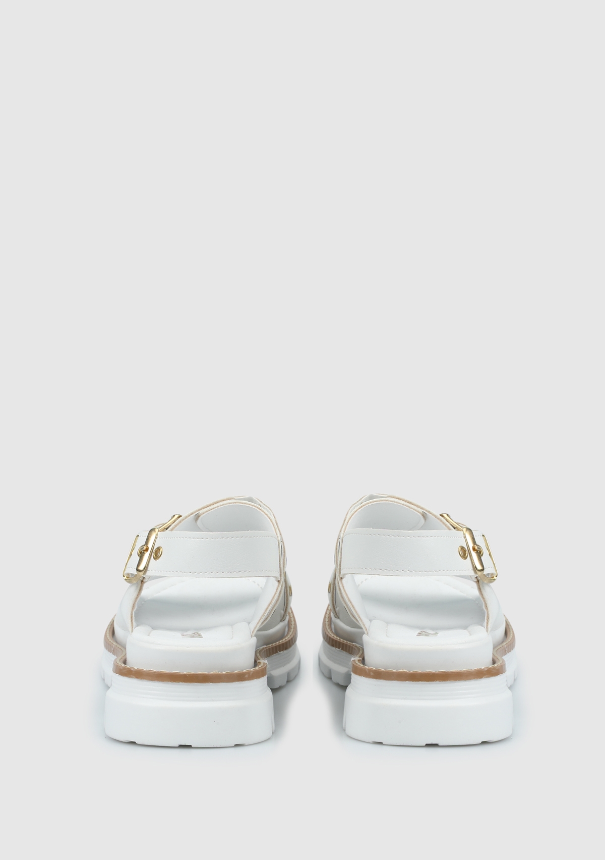 Beyaz Kadın Düz Sandalet