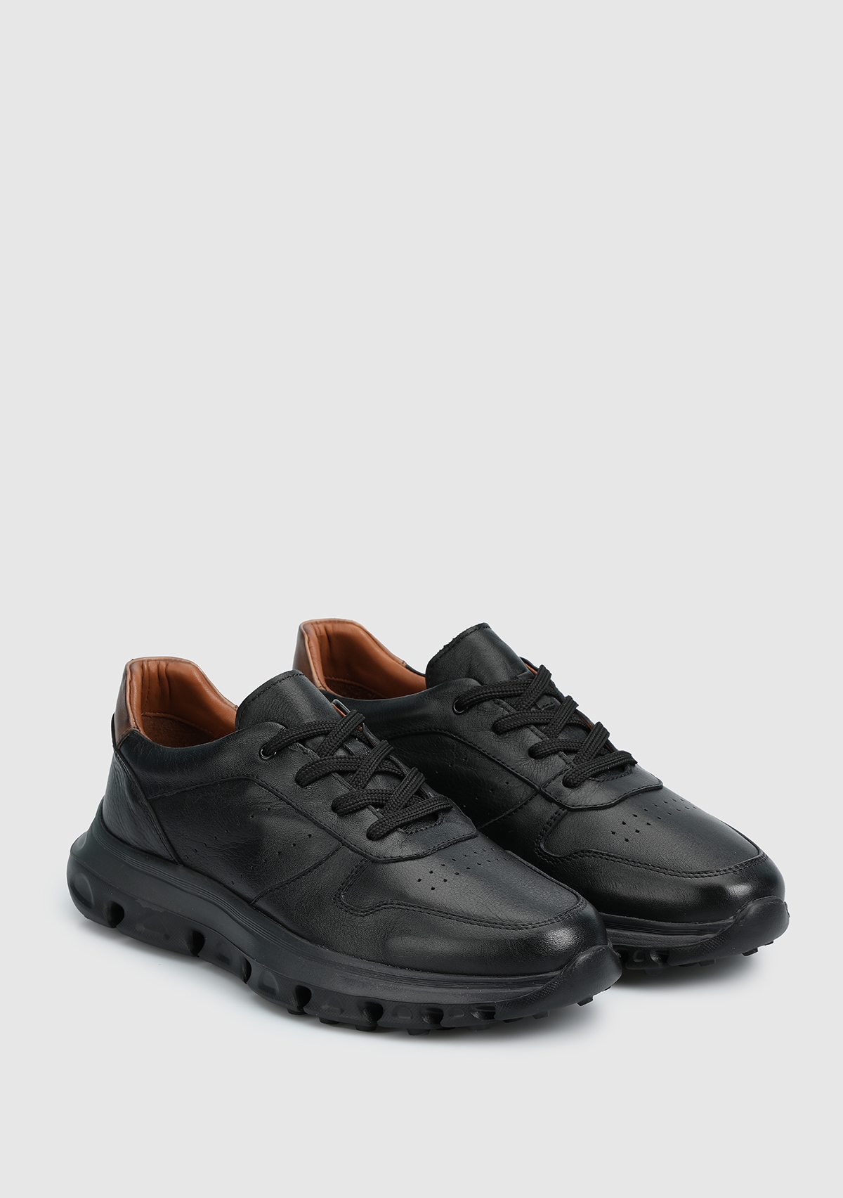 Siyah Deri Erkek Sneaker