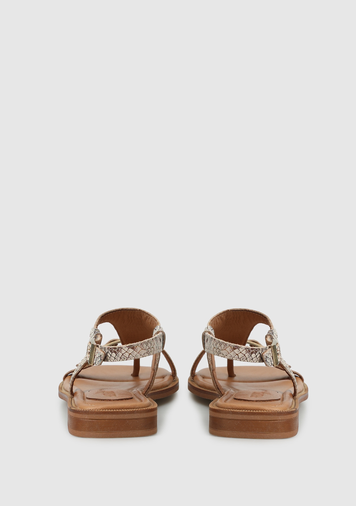 Bronz Deri Kadın Düz Sandalet