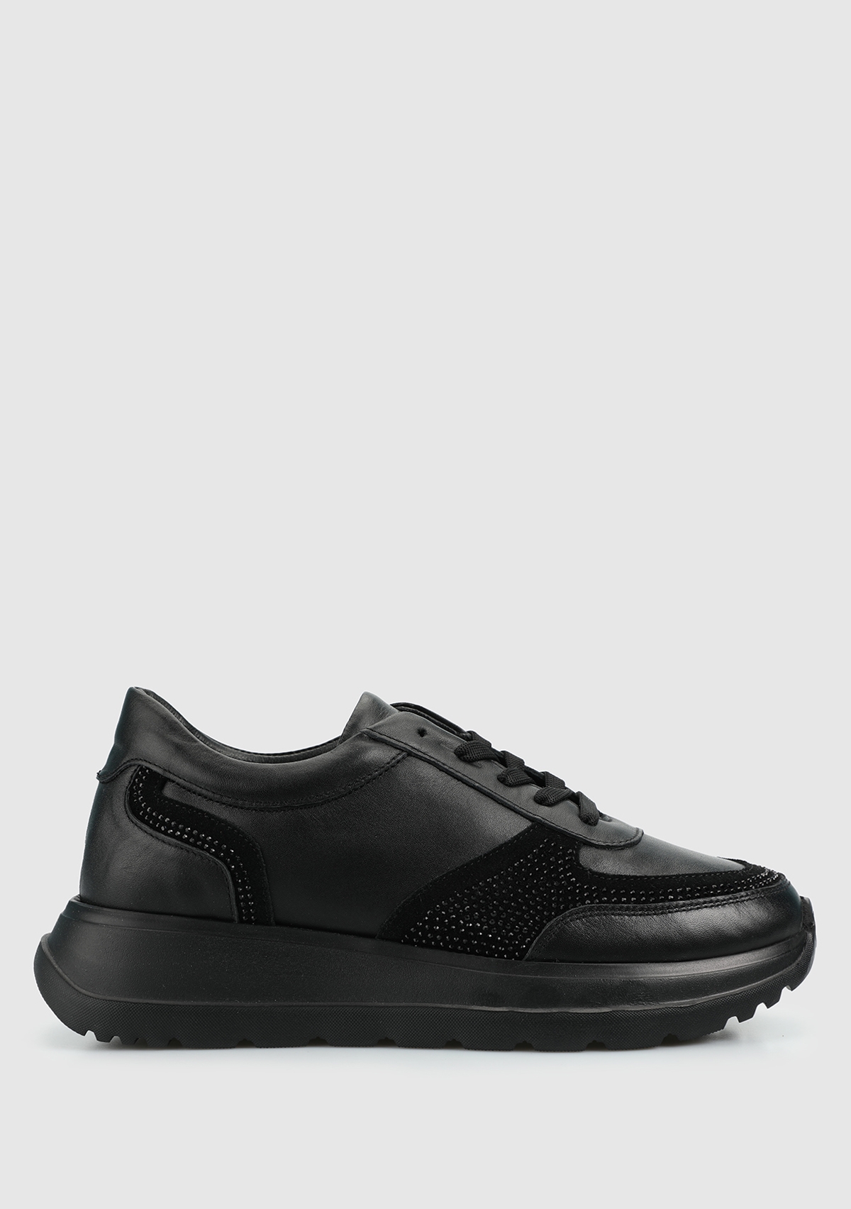 Siyah Deri Kadın Sneaker