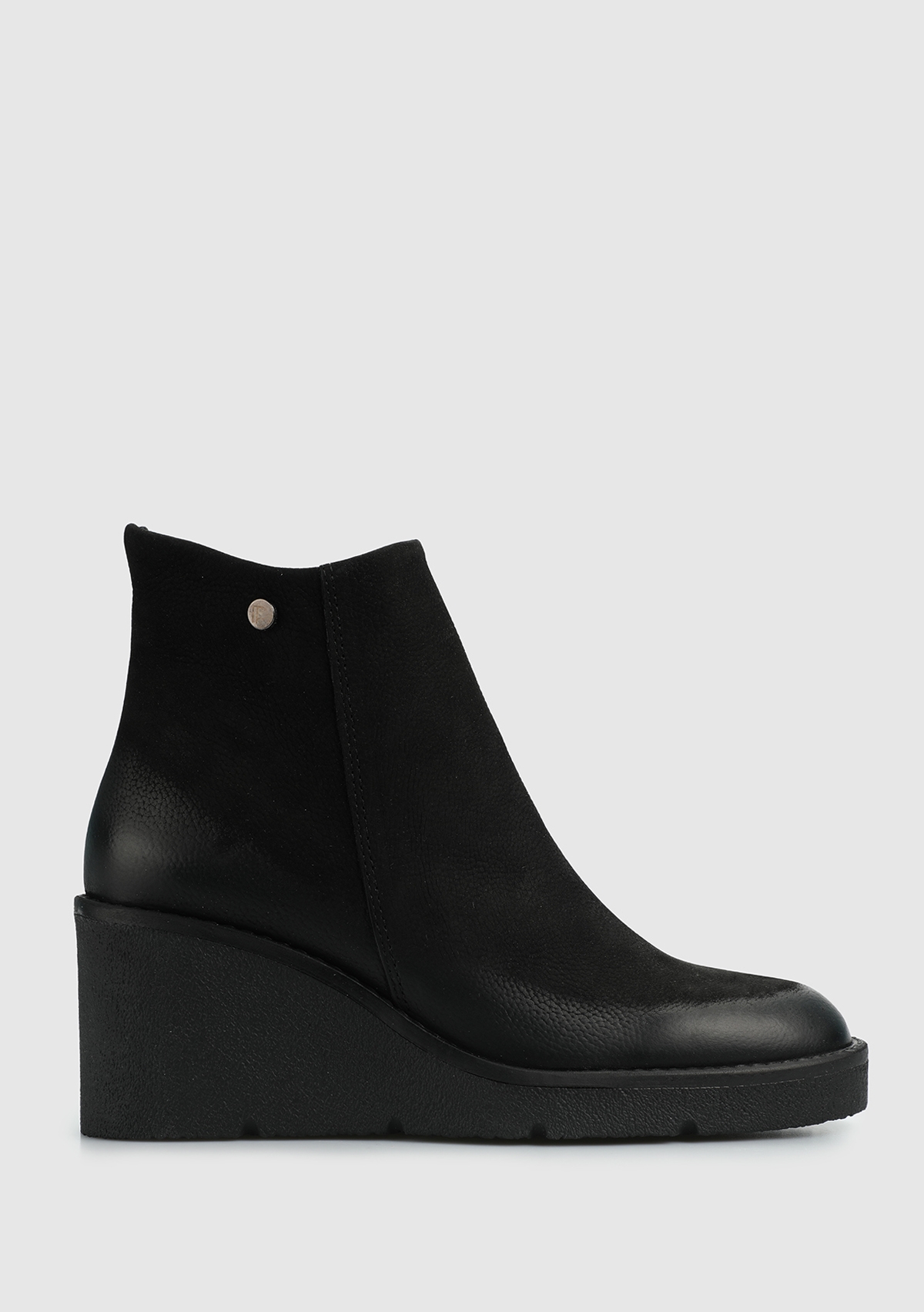 Siyah Deri Kadın Bootie