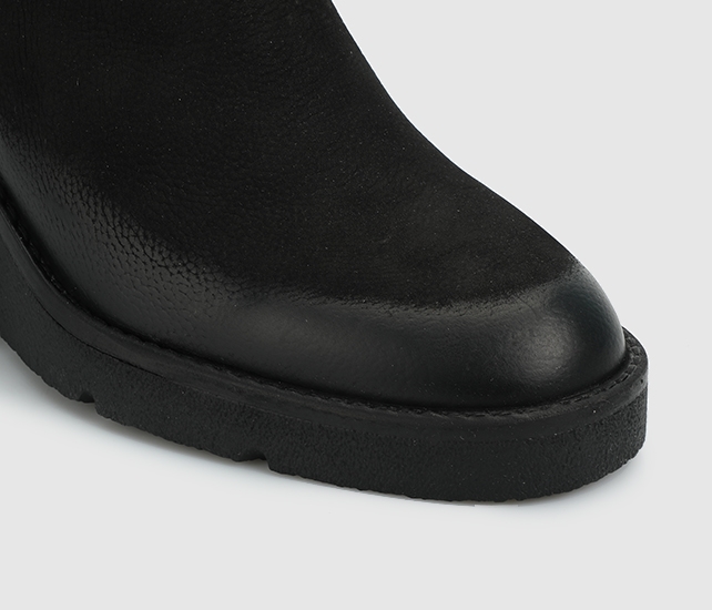 Siyah Deri Kadın Bootie
