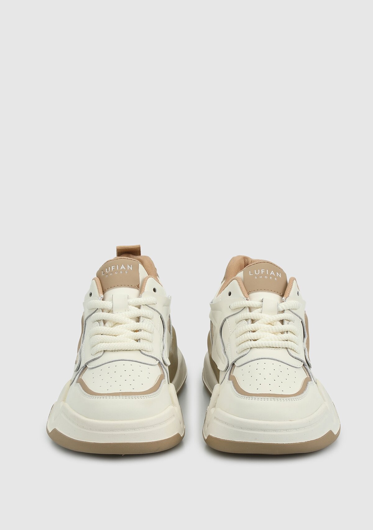 Bej Deri Kadın Sneaker