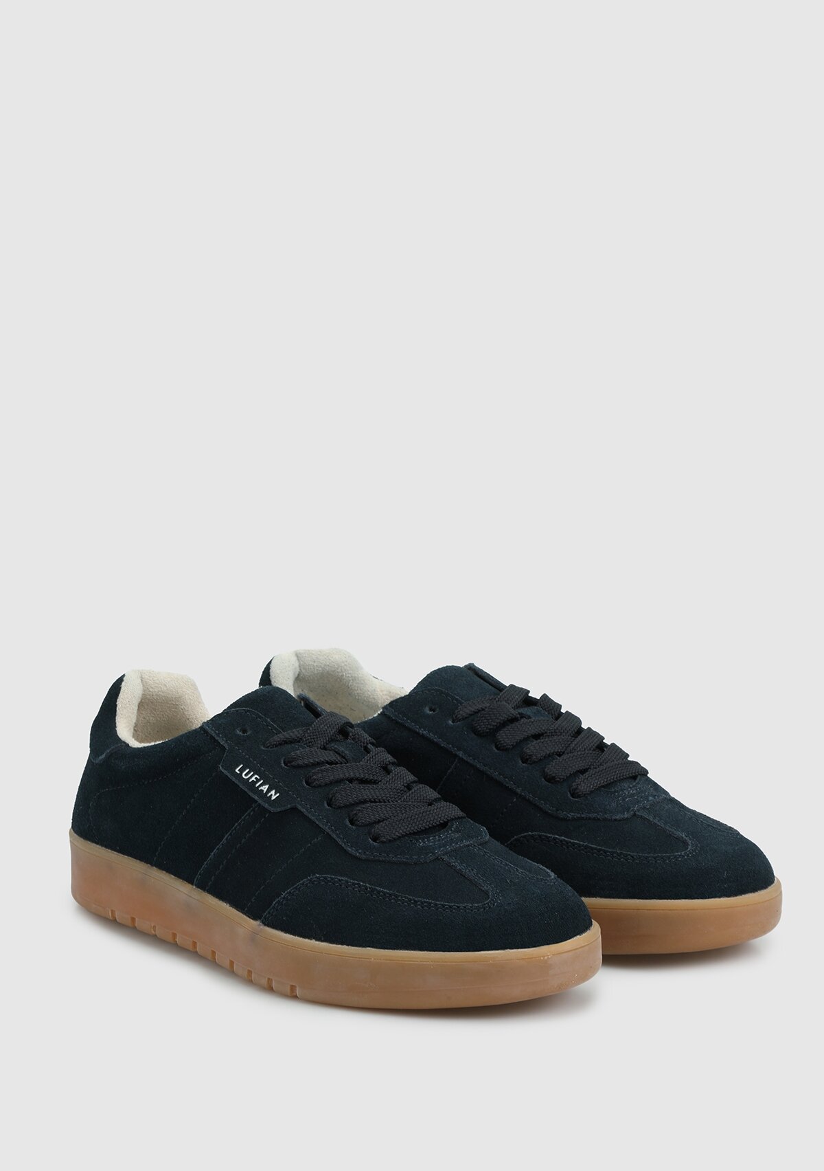 Lacivert Deri Kadın Sneaker