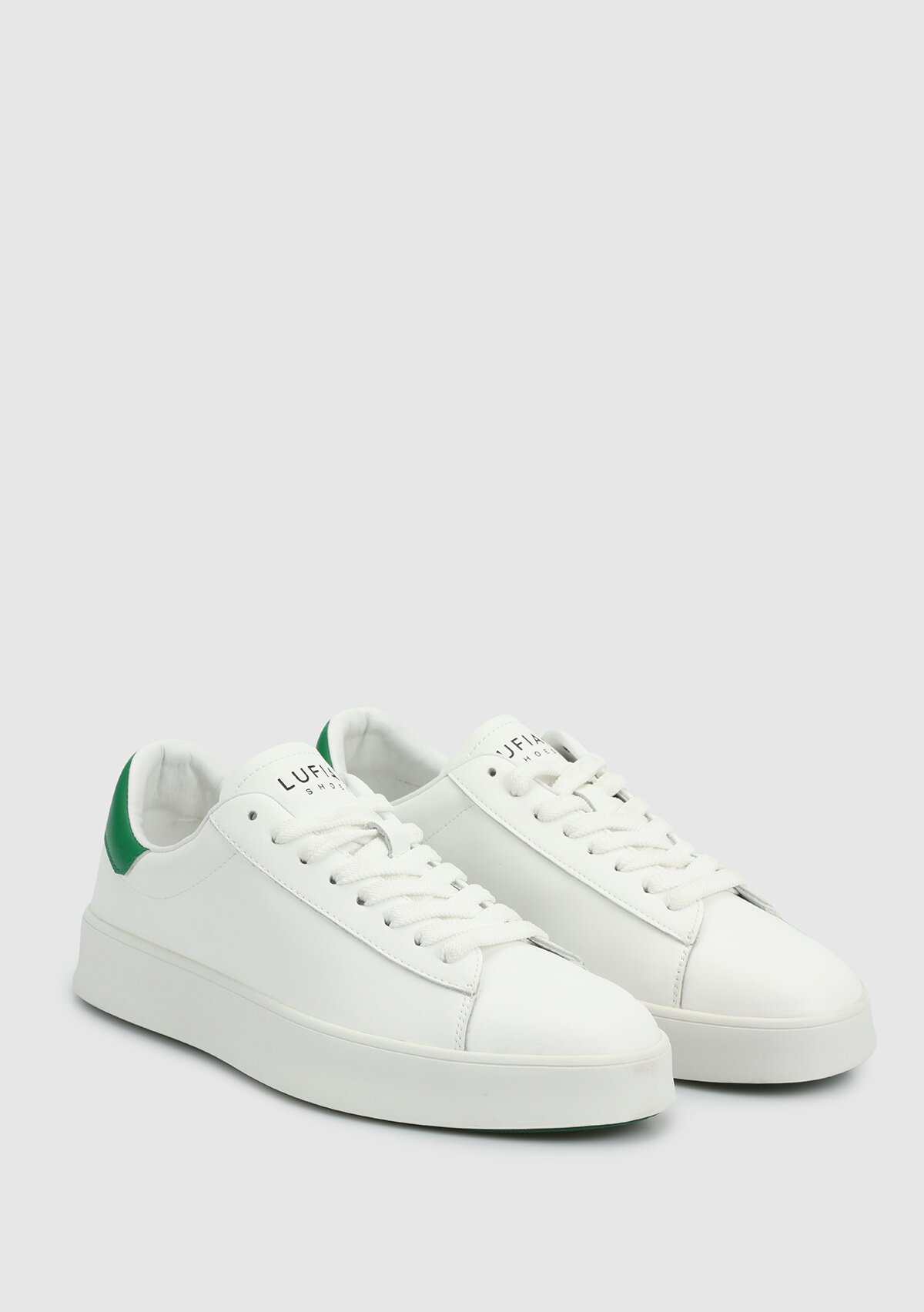 Beyaz-Yesil Deri Erkek Sneaker