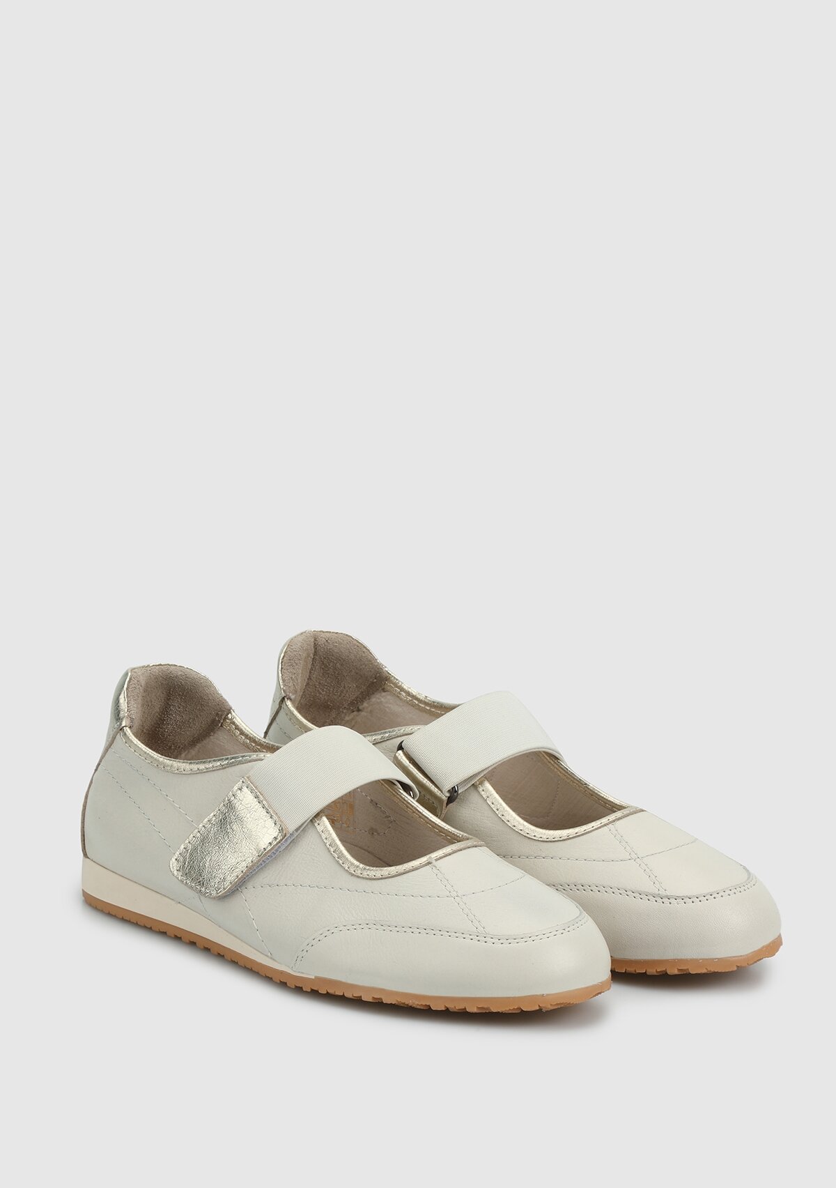 Ekru Deri Kadın Sneaker