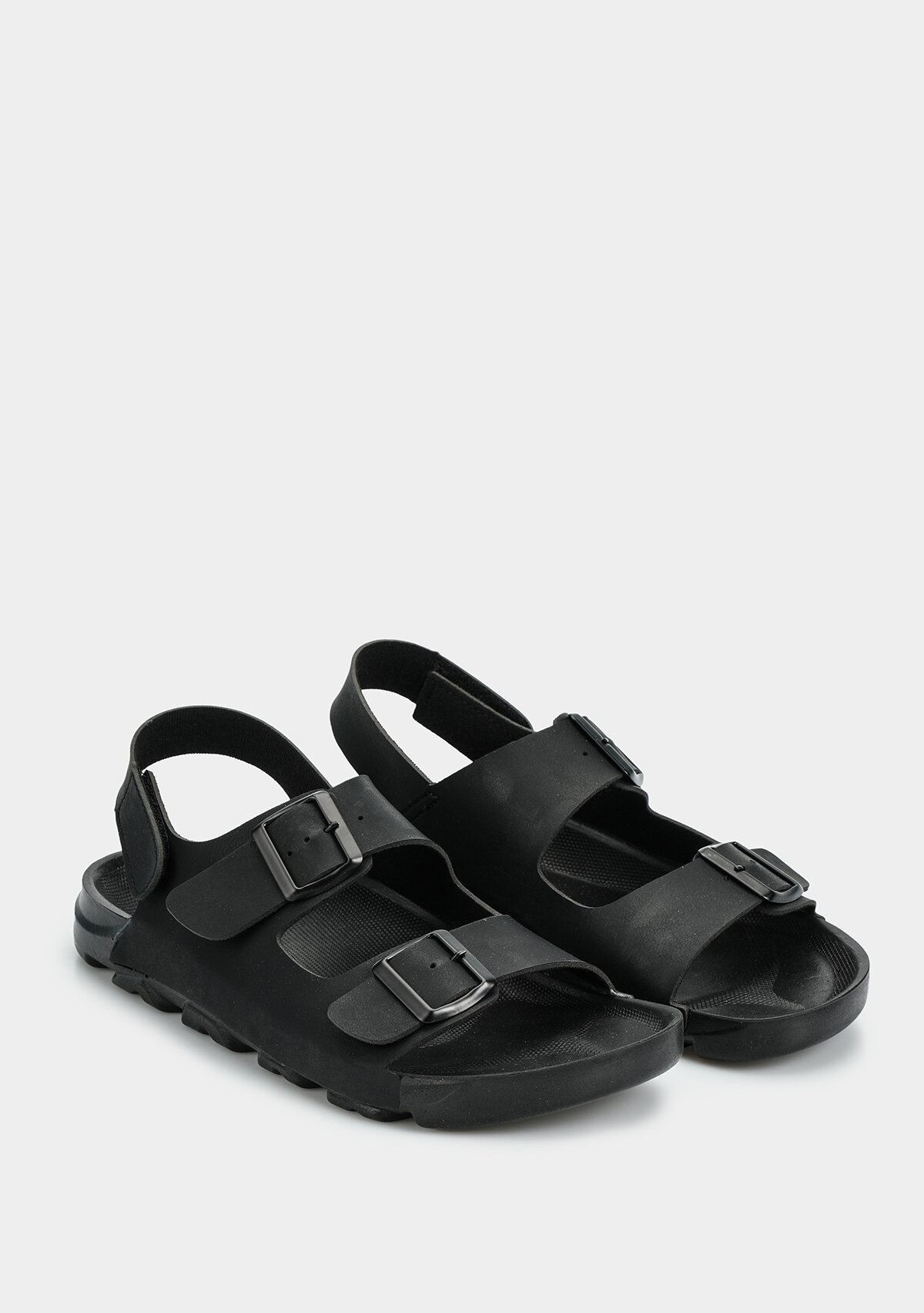 Siyah Erkek Düz Sandalet