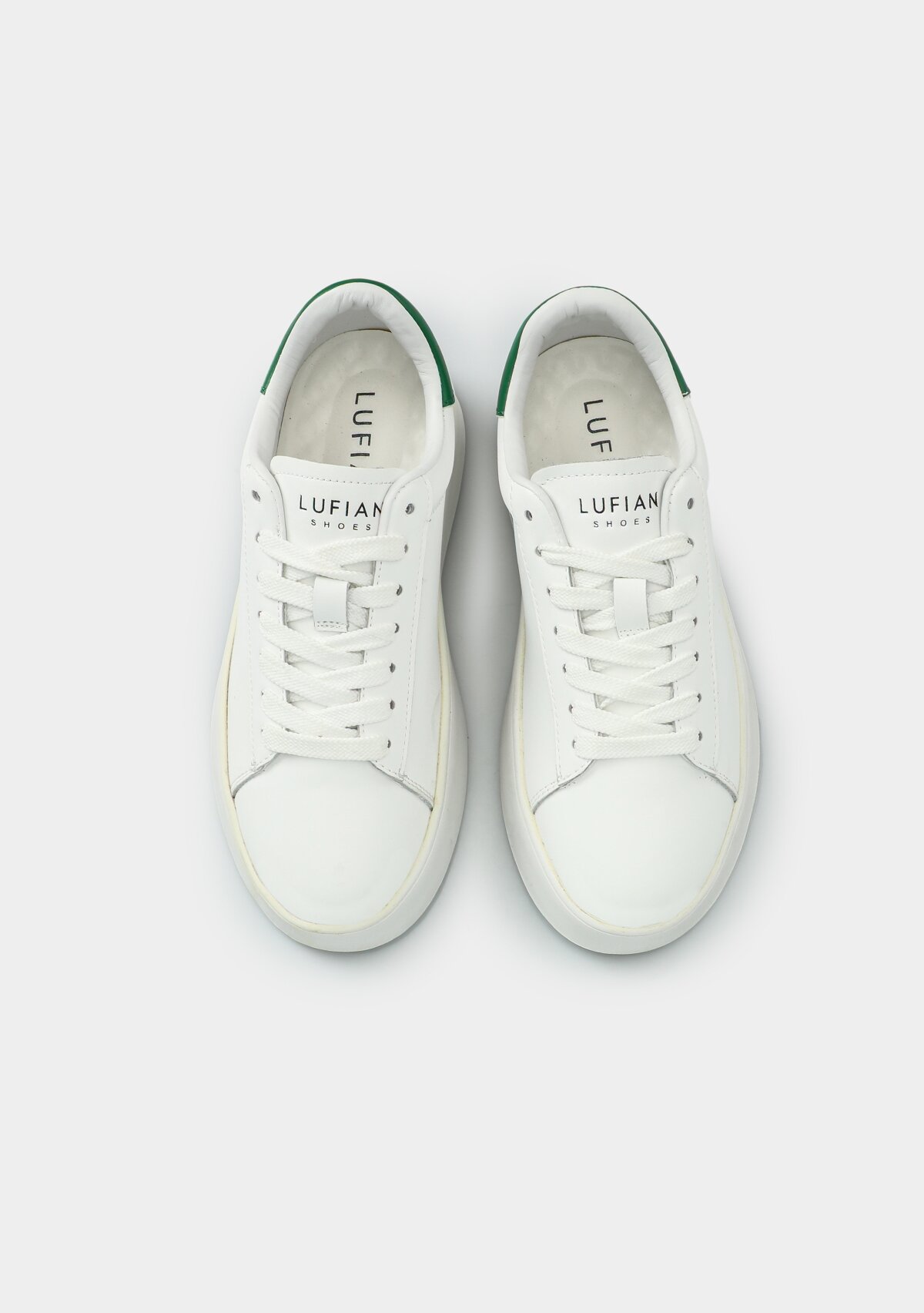 Beyaz-Yesil Deri Kadın Sneaker