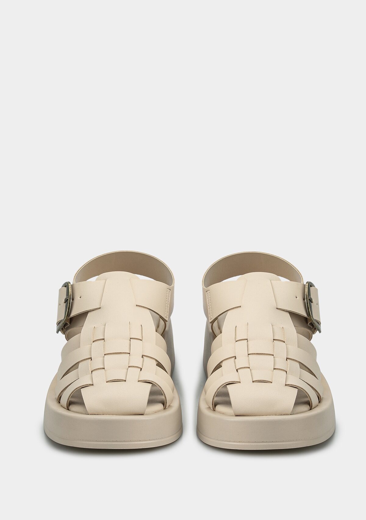 Bej Kadın Düz Sandalet