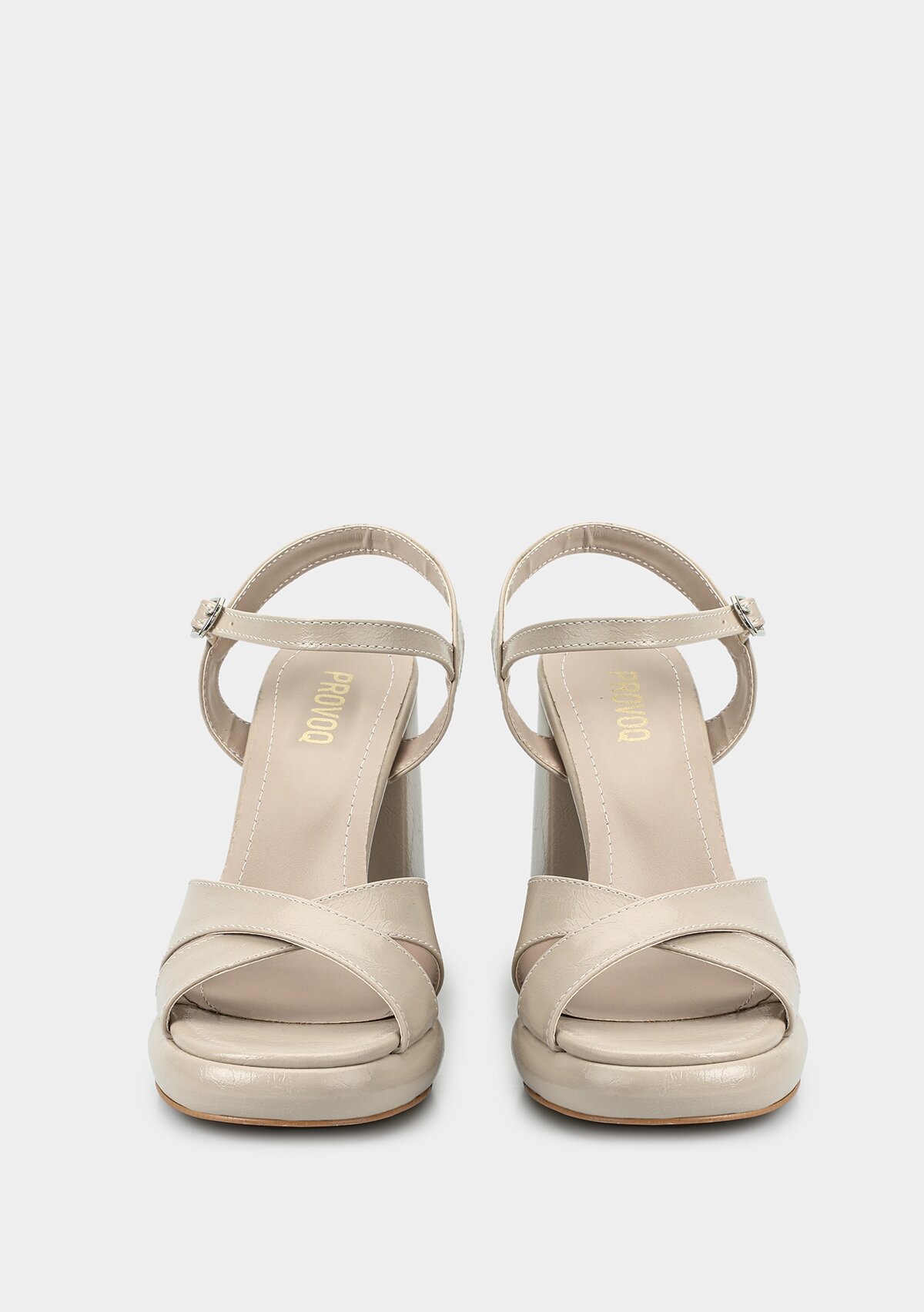 Bej Kadın Topuklu Sandalet