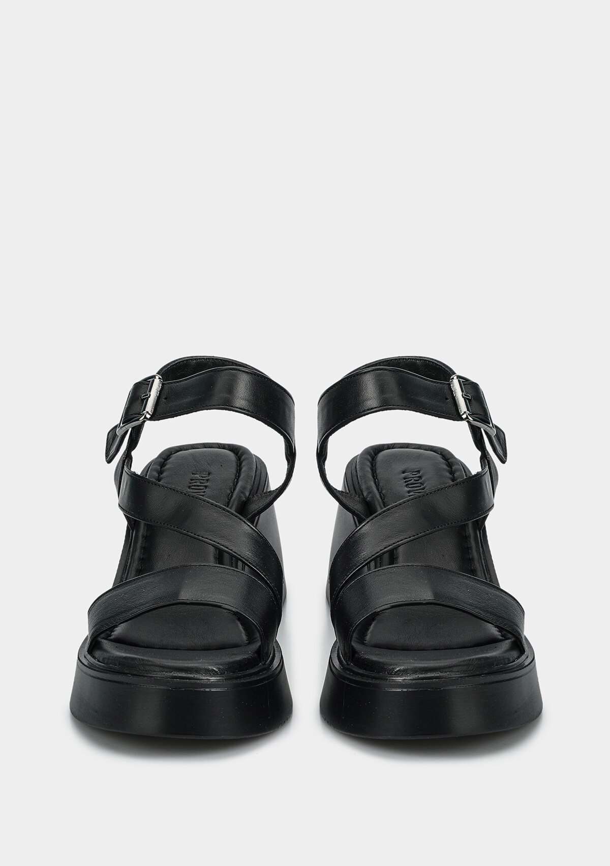 Siyah Deri Kadın Topuklu Sandalet