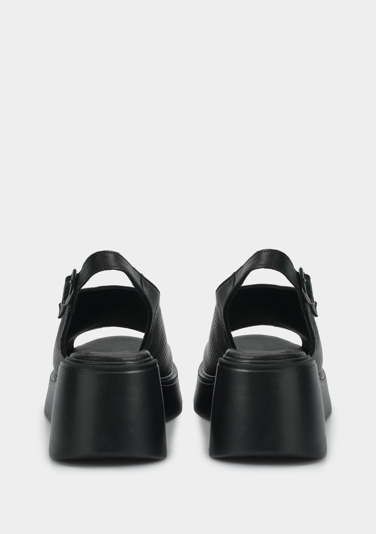 Siyah Deri Kadın Topuklu Sandalet