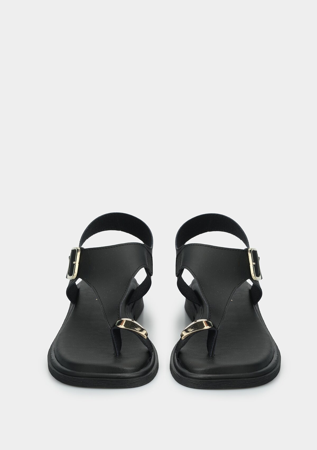 Siyah Kadın Düz Sandalet