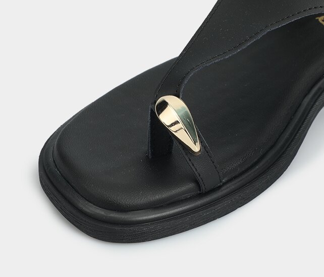 Siyah Kadın Düz Sandalet