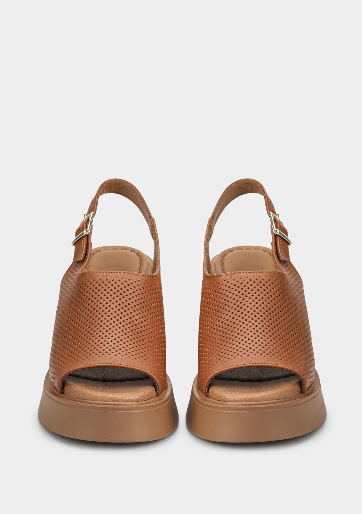 Taba Deri Kadın Topuklu Sandalet