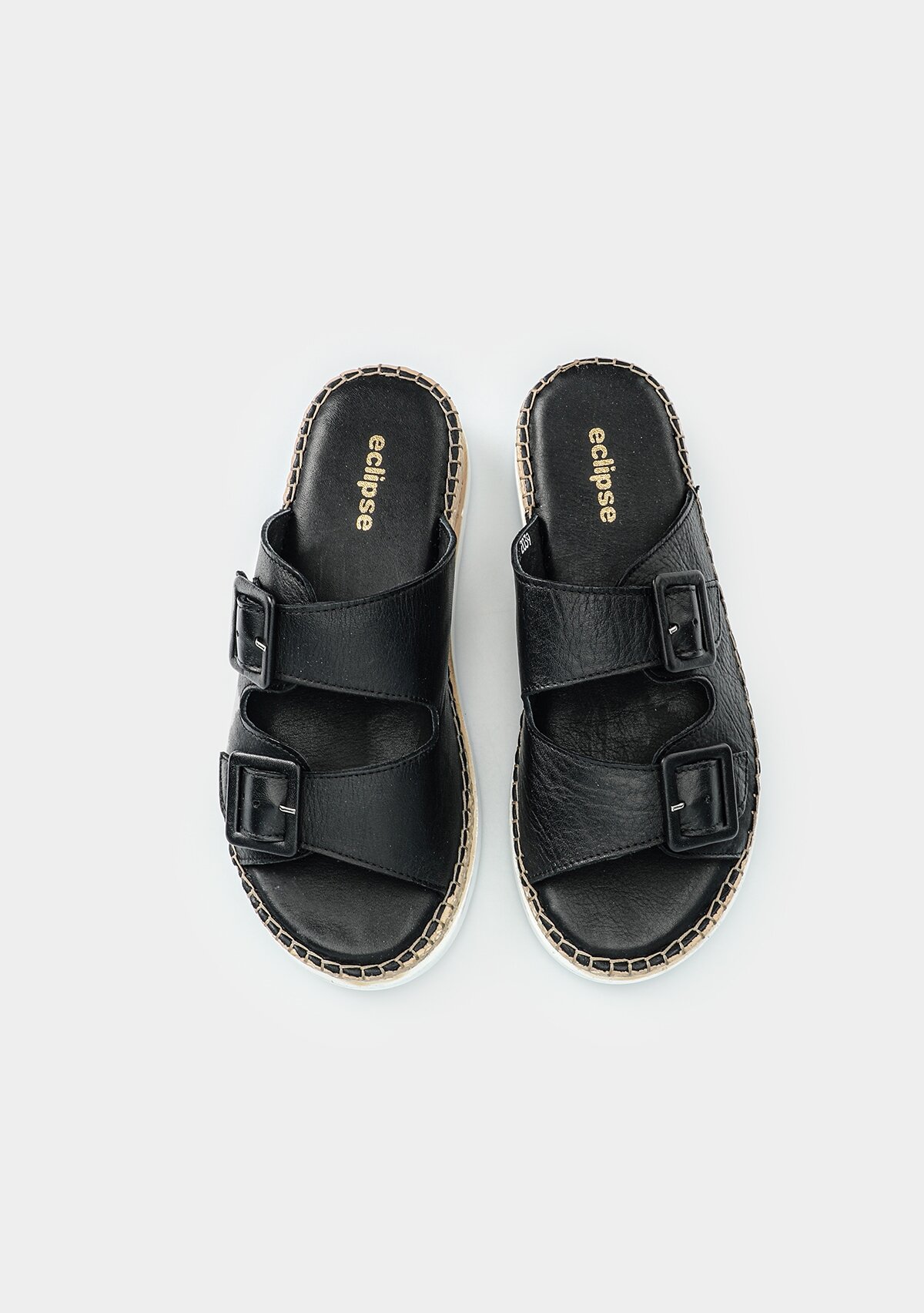 Siyah Deri Kadın Konfor Terlik