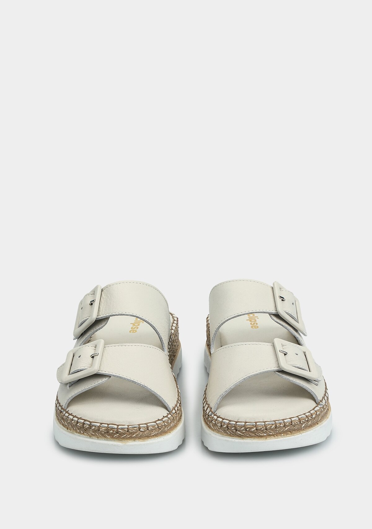 Ekru Deri Kadın Konfor Terlik