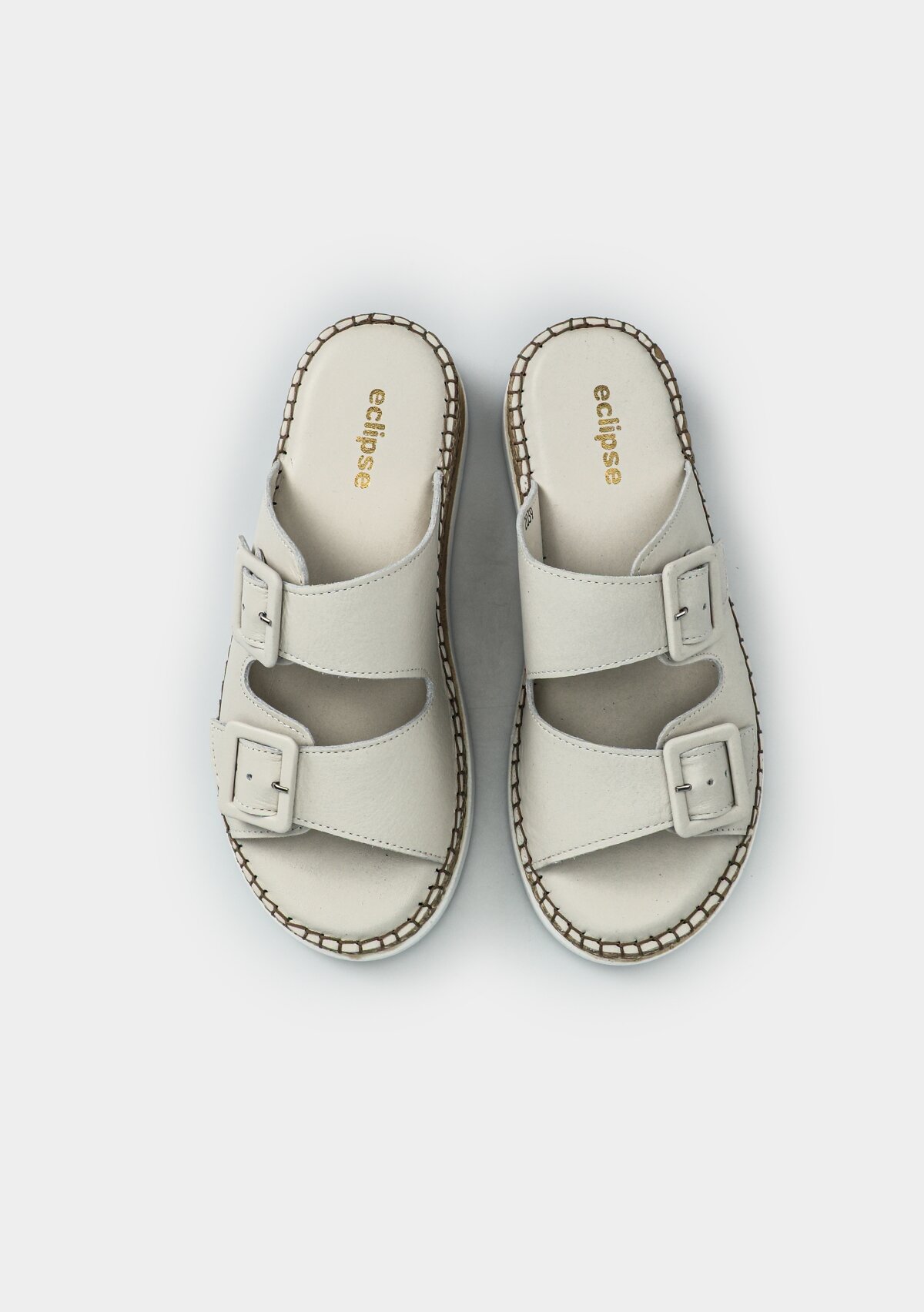 Ekru Deri Kadın Konfor Terlik