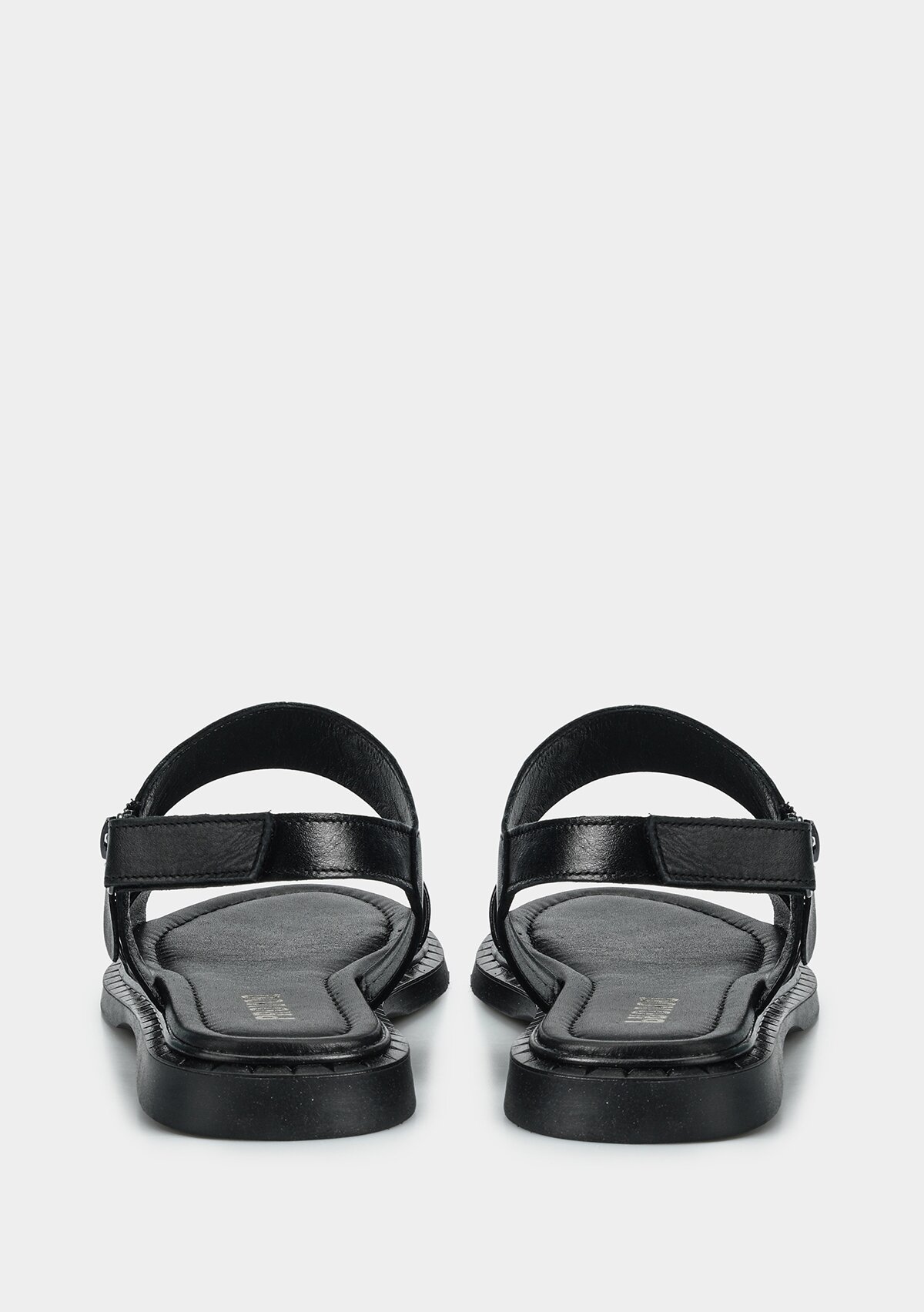 Siyah Deri Kadın Düz Sandalet