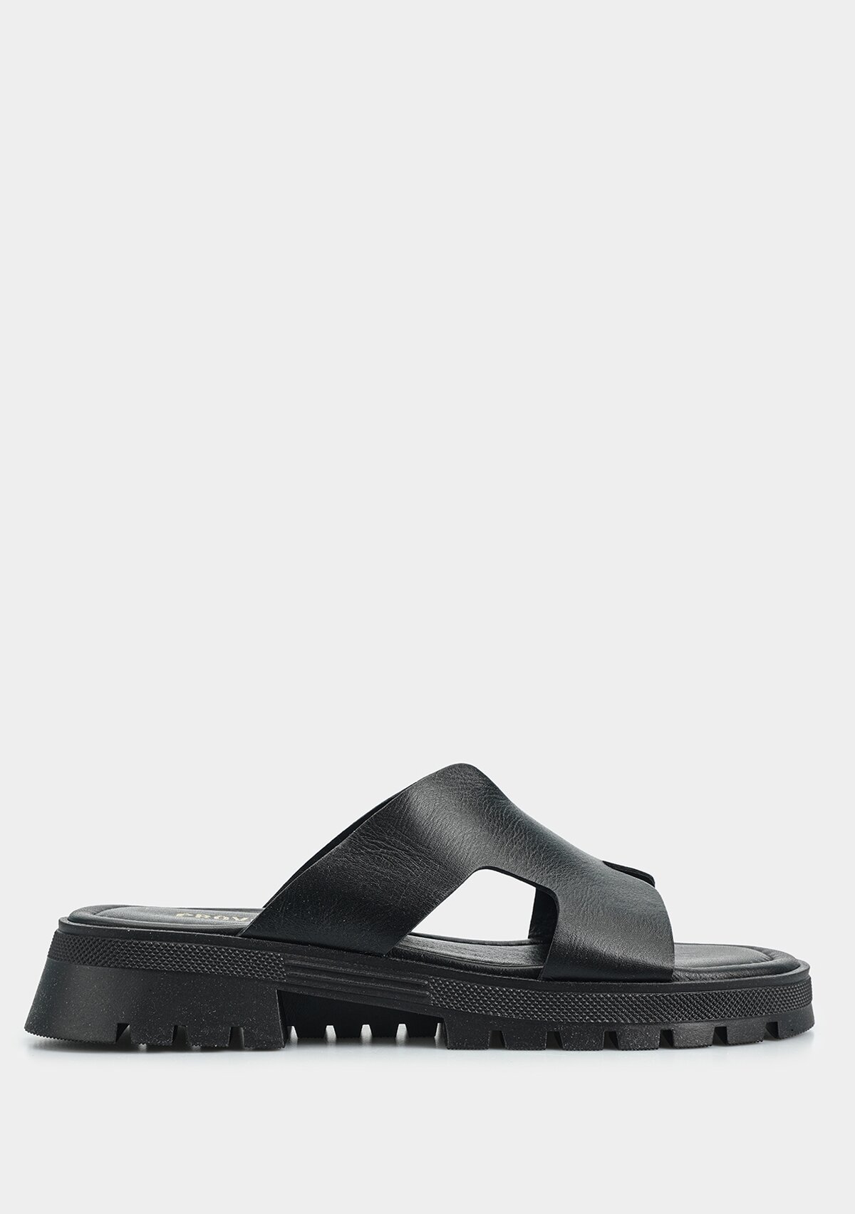 Siyah Deri Kadın Terlik