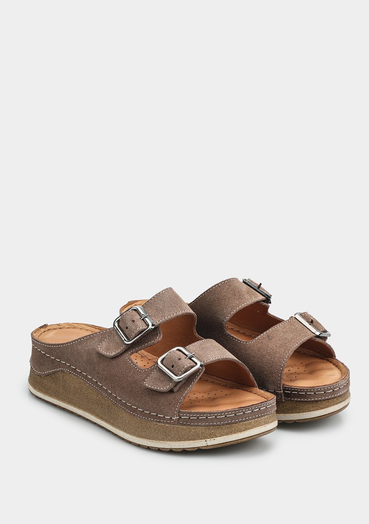 Vizon Deri Kadın Konfor Terlik