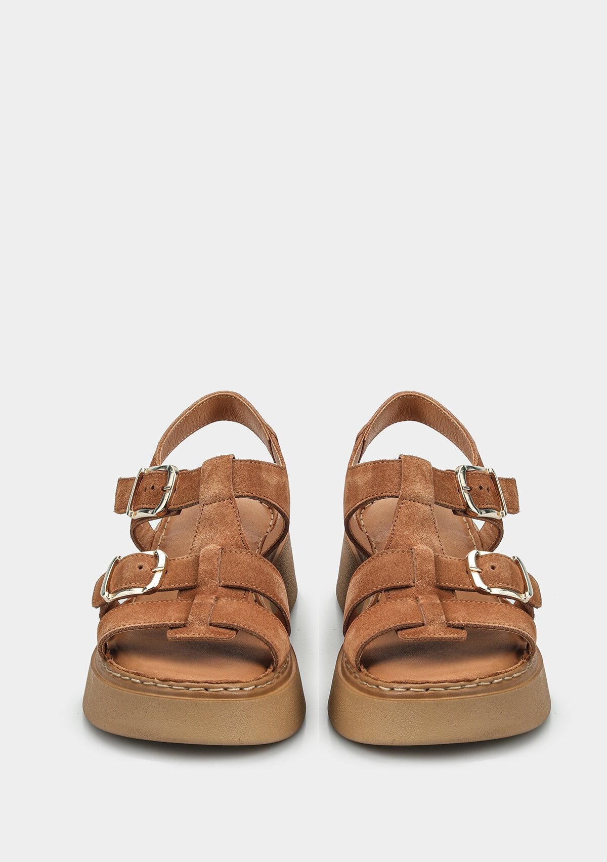 Taba Deri Kadın Düz Sandalet