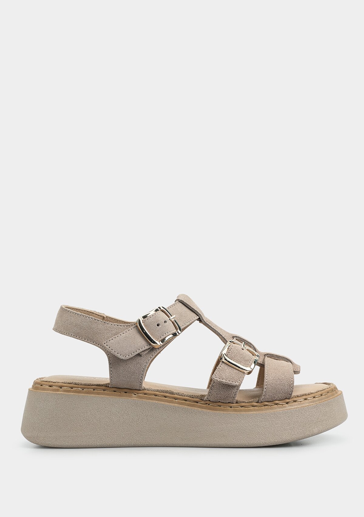 Kum Deri Kadın Düz Sandalet