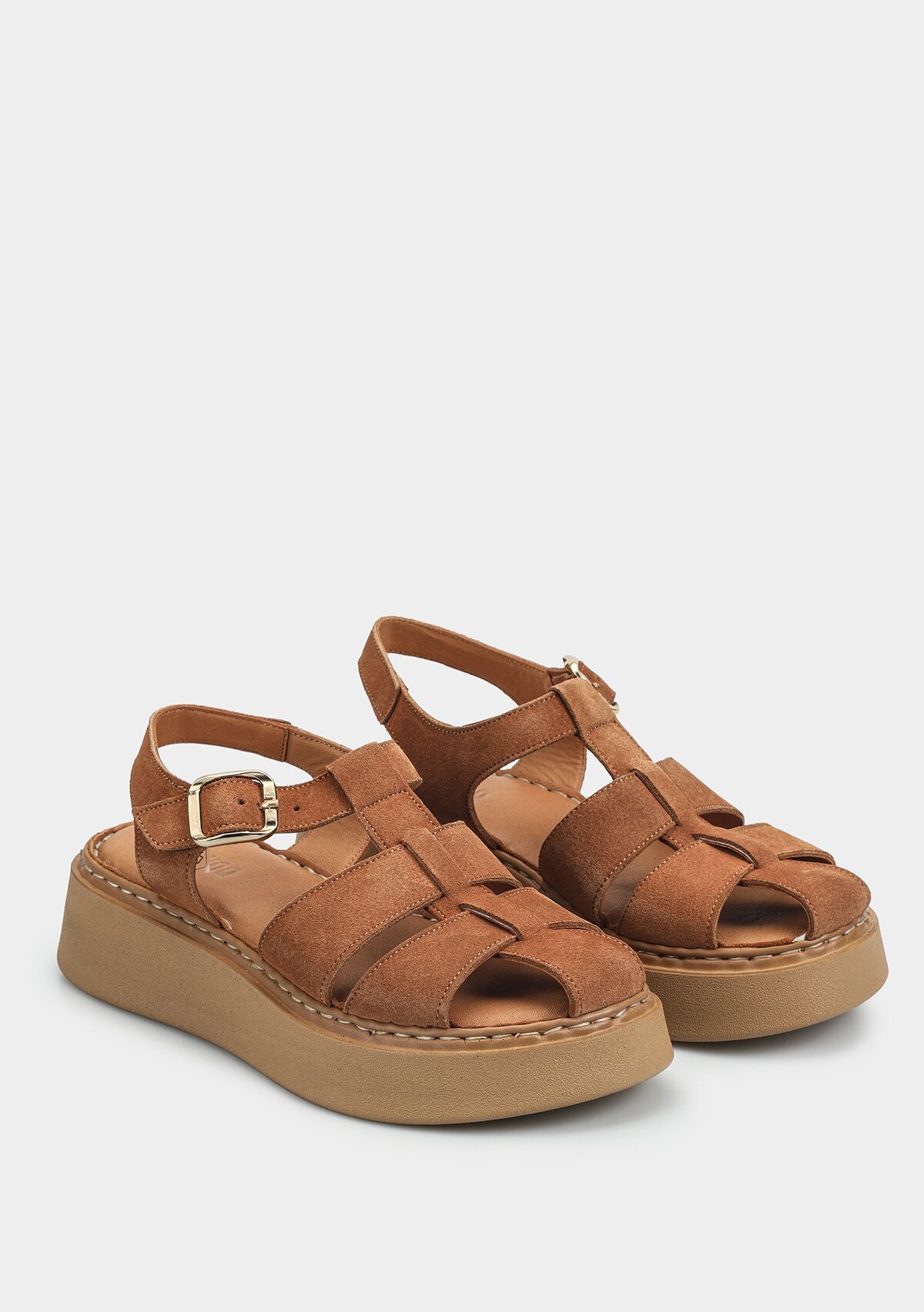 Taba Deri Kadın Düz Sandalet