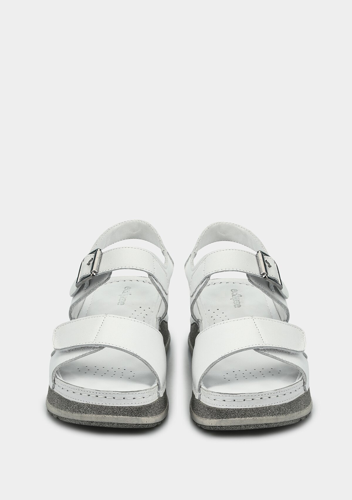 Beyaz Deri Kadın Konfor Sandalet